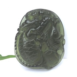 天然绿色宝石捷克陨石龙鱼吊坠海洋如意双鱼座挂件男女情侣送礼物