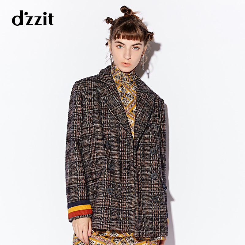 d'zzitµØËØ 2018¶¬×°Ð¿¹Å¸ñ×ÓÂÞÎÆÆ´½Ó´óÒÂÍâÌ×Å® 3F4G2053T