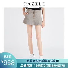 DAZZLE地素 2019夏装新款休闲格纹西装绑带裙裤短裤女2G2Q1023L