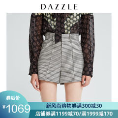 DAZZLE地素 2019秋装新款休闲纯色千鸟格西装短裤女2G3Q1133D