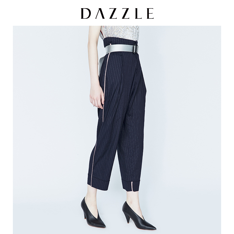 DAZZLE µØËØ Ð¿î OL·çÌõÎÆÆ´É«°ü±ß¸ßÑüÖ°Òµ³¤¿ã2A3Q4022T