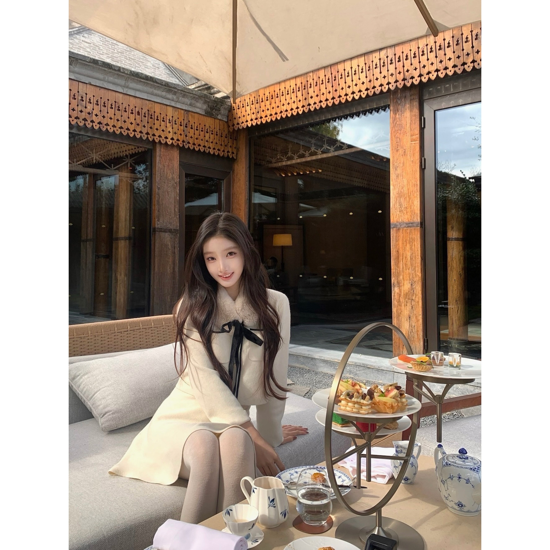 DUCHUNZI  可爱系獭兔毛针织套装小香风 开衫半裙针织百搭秋冬女