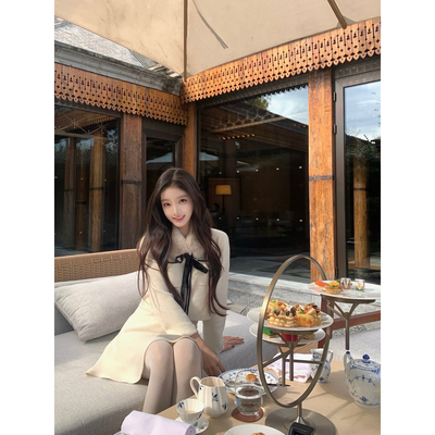 DUCHUNZI  可爱系獭兔毛针织套装小香风 开衫半裙针织百搭秋冬女