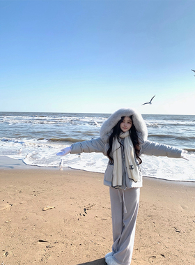 DUCHUNZI  2ways 羊毛老钱狐狸毛鹅绒服外套秋冬新款羽绒服滑雪服