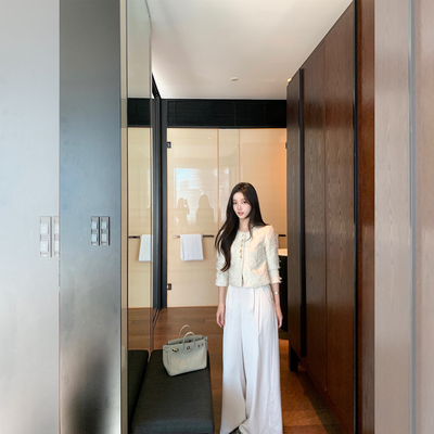 DUCHUNZI金属纽扣阔腿裤子