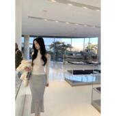 鱼尾裙半裙百搭女秋冬新款 DUCHUNZI 透透大衣伴侣针织 羊毛包臀裙