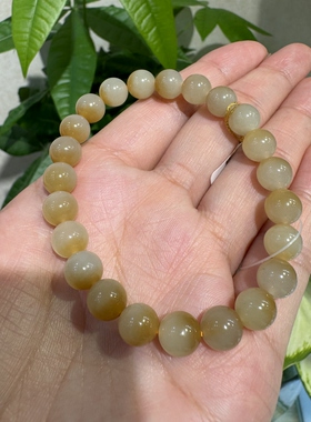 新疆和田玉且末糖白卡8圆珠聚宝盆手串带证书