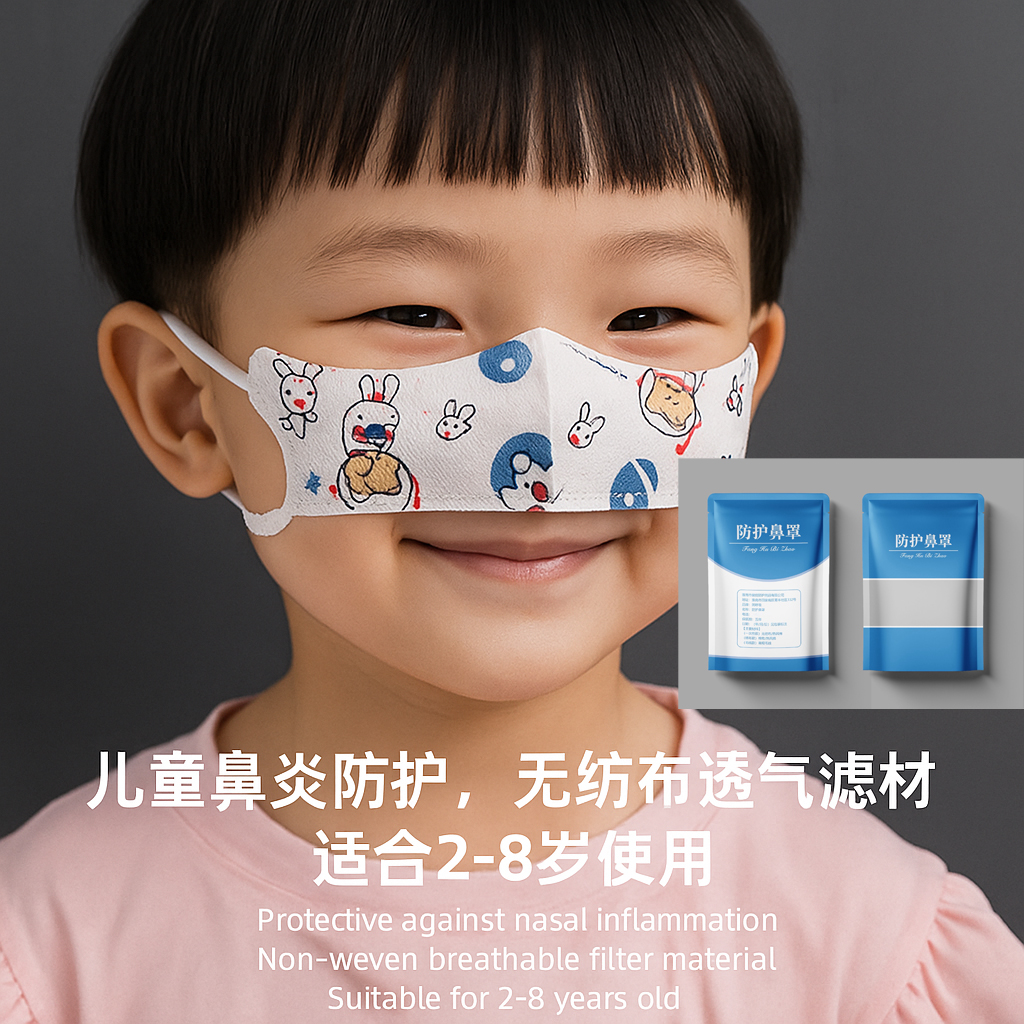 2-8岁幼童专用鼻罩防蒿草花粉过敏透气无纺布鼻炎防护口罩宝宝