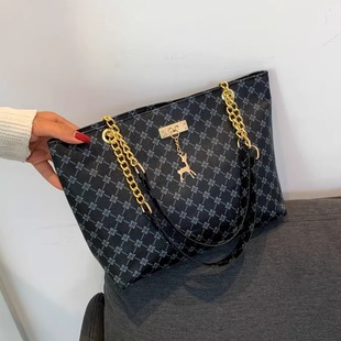 高级质感大容量复古托特包包女2025新款百搭小众链条单肩手提大包