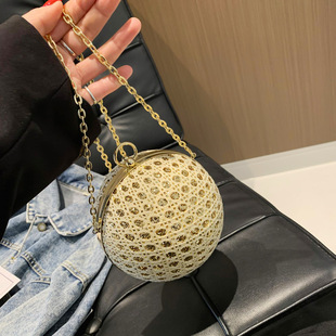 少女亮片小包包2024新款网红超火小圆包迷你链条斜挎包手拎晚宴包