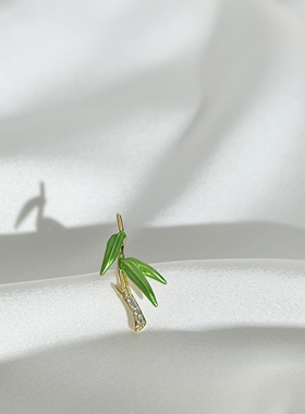小清新精美竹叶胸针女夏季领口防走光扣小号绿叶竹领刺精致扣针