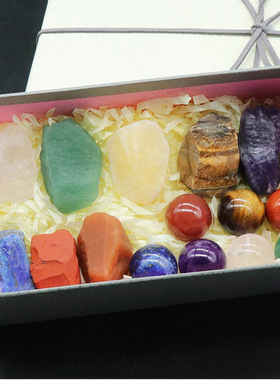 【茜茜珠饰】chakela七彩石水晶石圆球礼盒查克拉圣诞节礼物套装