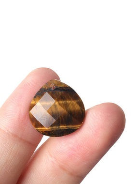 【茜茜珠饰】天然水晶石头切面面孔三角水滴吊坠diy项链耳环 12色