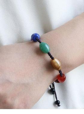 【茜茜珠饰】七彩方块米珠编织手链天然水晶玛瑙七彩跨境 双款