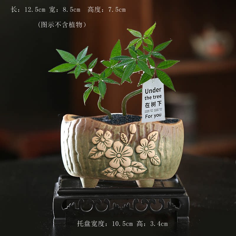 特价复古椭圆花盆陶瓷家用阳台陶土粗陶花盘中小陶盆清仓工厂直销