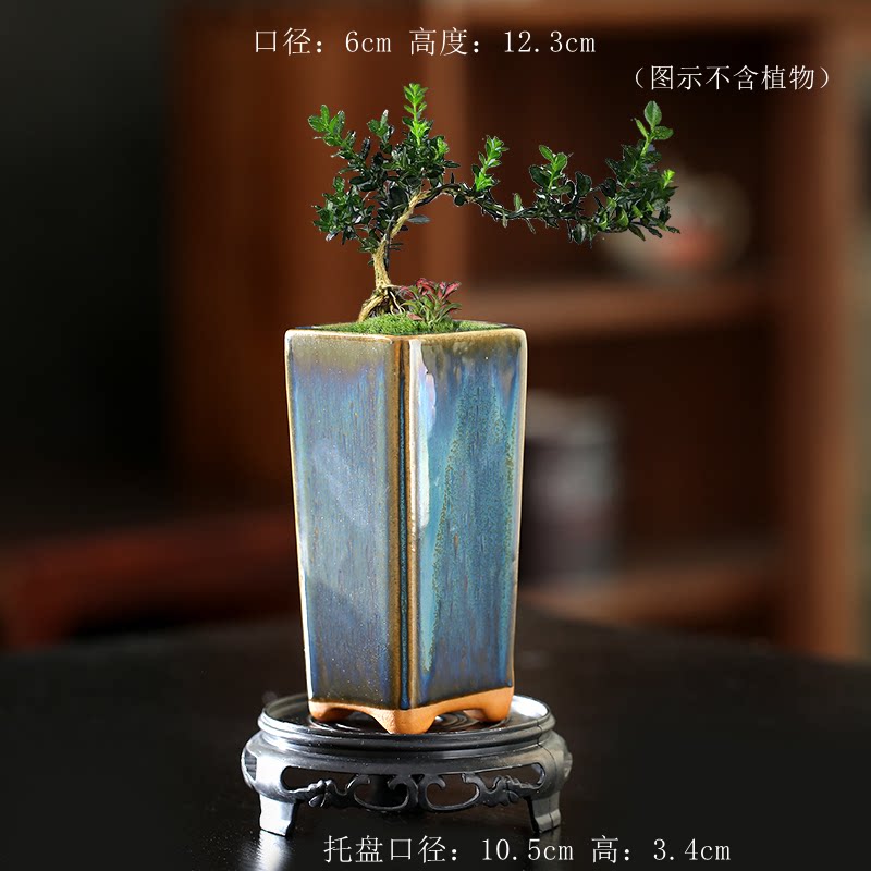 小方老桩窑变花盆陶瓷家用阳台陶土粗陶花盘中小陶盆清仓工厂直销