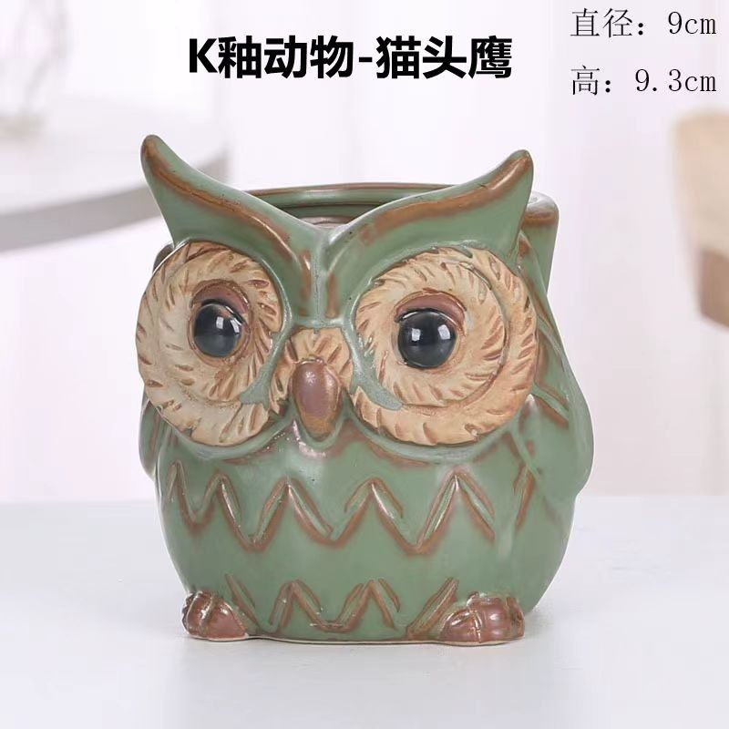 陶瓷多肉花盆植物花卉简约办公室卡通猫头鹰桌面肉肉透气有孔花盆,鲜花速递/花卉仿真/绿植园艺,花盆,淘宝优惠券,粉丝福利购,淘宝优惠卷