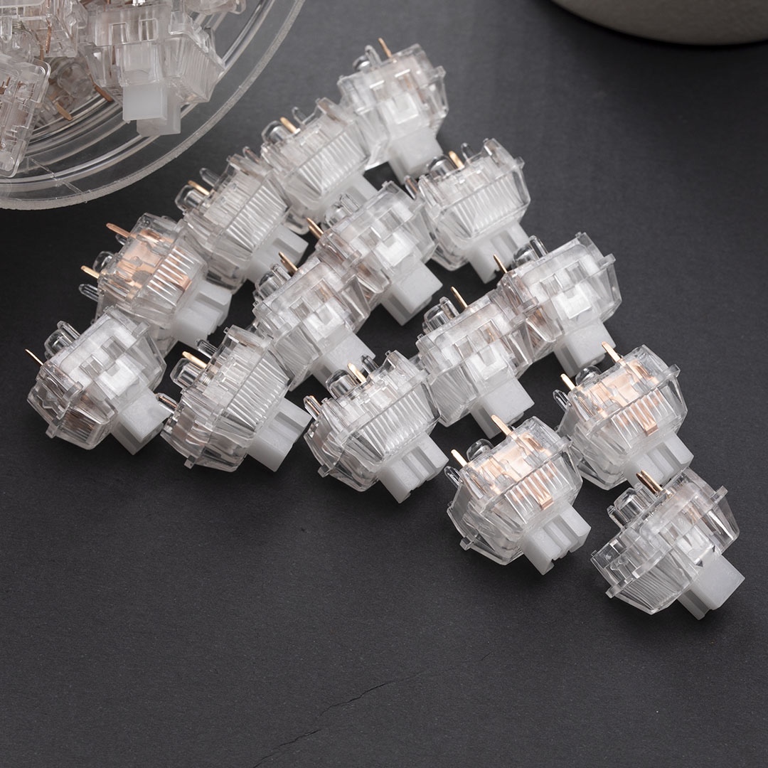 LEOBOG透明冰晶轴线性轴体开关机械键盘客制化出厂厚润麻将音透光