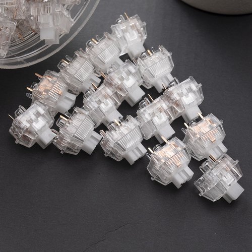 LEOBOG透明冰晶轴线性轴体开关机械键盘客制化出厂厚润麻将音透光