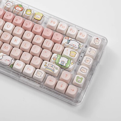 MOA粉色小猪键帽可爱五面热升华pbt材质适合vgn RK 98 75 68 65