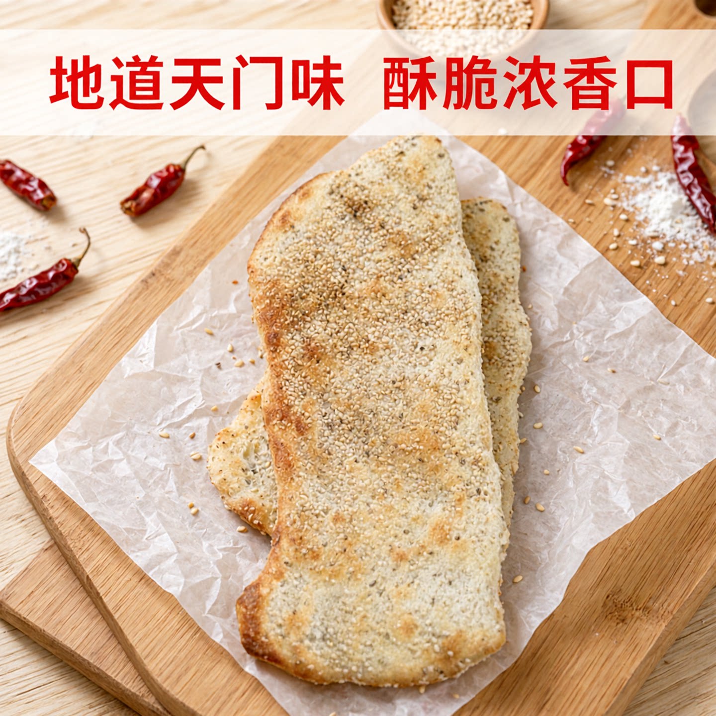 天门特产 湖北荆州锅盔芝麻锅奎仙桃 早点锅盔真空包装香脆锅盔馍