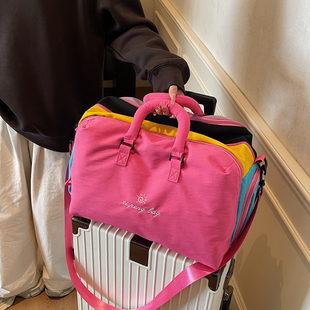 多巴胺撞色款大容量旅行包行李袋耐磨网红爆款手提斜挎包运动瑜伽