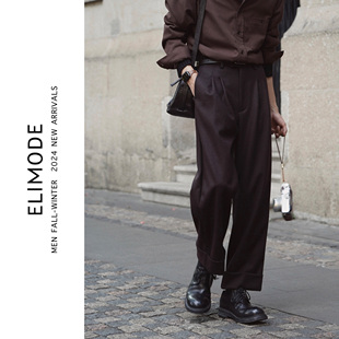 冬季 都市复古那不勒斯羊毛混纺磨毛九五分裤 布拉格街区 Eli