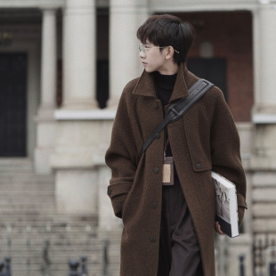 摇粒绒绵羊毛手工双面呢大衣外套 翻领中长款 Eli 苏格兰牧场