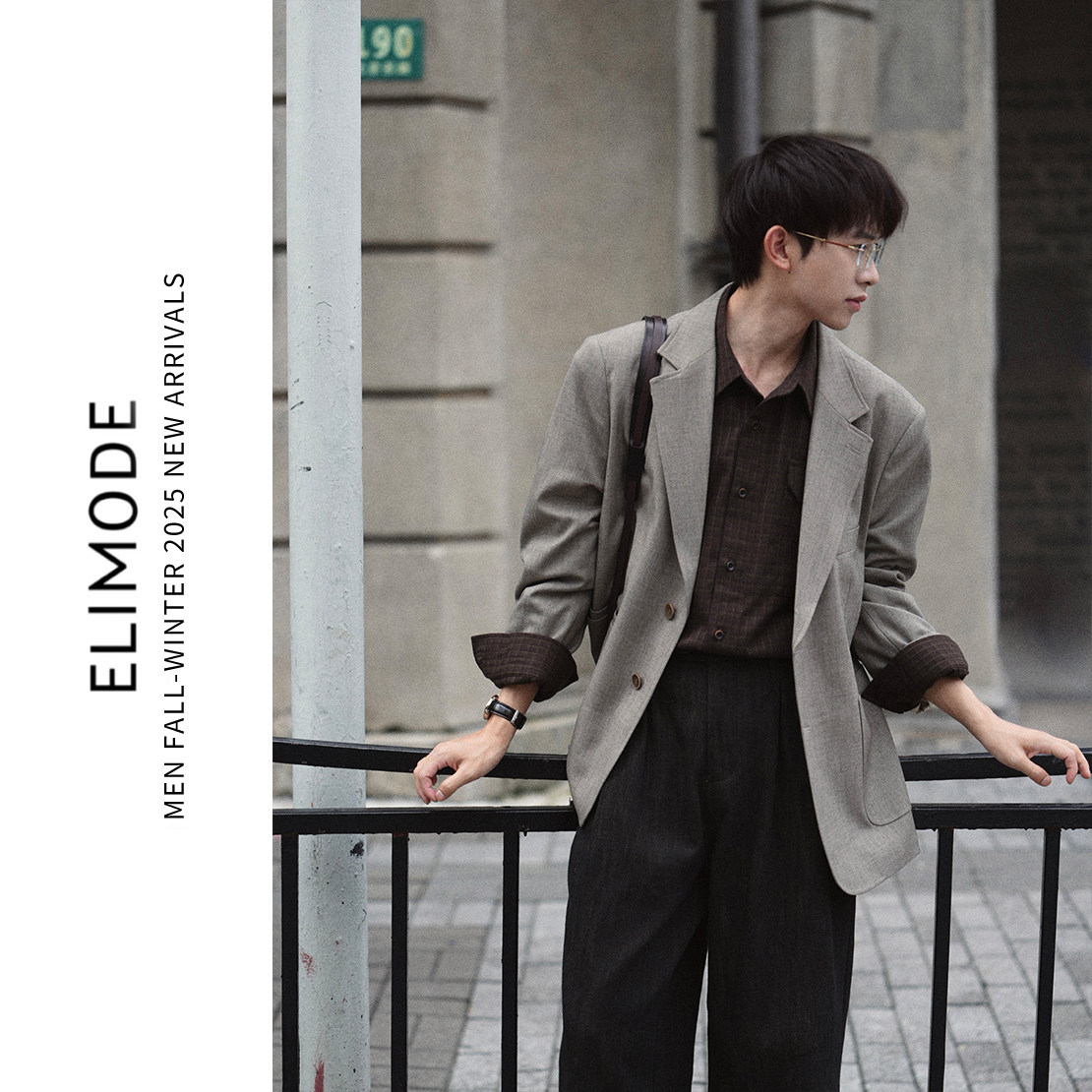 ELI羊毛混纺平驳领老钱休闲西服图片