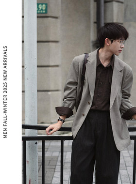 ELI羊毛混纺平驳领老钱休闲西服