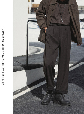 ELI【可可托海】双色复合冬季羊毛混纺磨毛保暖厚款休闲裤