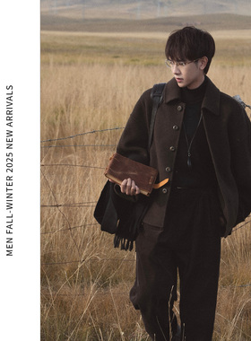 ELI【旷野】高支绵羊毛弯刀袖短款双面毛呢休闲短款夹克外套