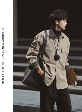 ELI【莫尔林场】复古纯棉撞色拼接设计衬衫外套猎装长袖秋冬夹克