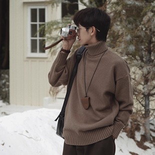 24秋冬百搭保暖可翻高领针织打底毛衣软糯毛衫 ELI 冬日海街