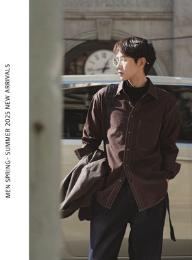 ELI【胡桃】25秋冬明线设计纯色免烫复古通勤老钱松弛感长袖衬衫