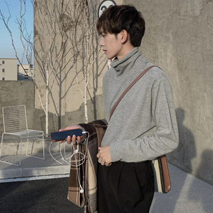 百搭中高领秋衣保暖德绒长袖 男宽松韩版 T恤 半高领打底衫 Eli新款