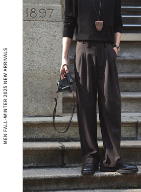 ELI【纸牌屋】磨毛混纺长宝剑腰头设计微弹休闲直筒西裤秋冬