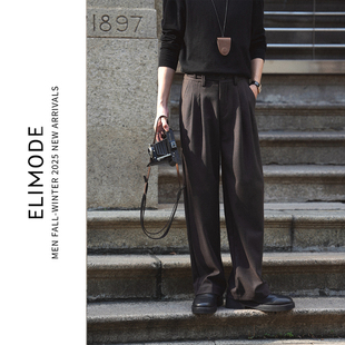 秋冬 磨毛混纺长宝剑腰头设计微弹休闲直筒西裤 ELI 纸牌屋
