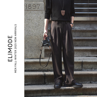ELI【纸牌屋】磨毛混纺长宝剑腰头设计微弹休闲直筒西裤秋冬