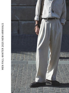 ELI【与雾】春夏莱赛尔混纺抗皱透气老钱风休闲直筒西裤长裤