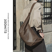 ELI 松间 26春夏植鞣感中性风环保PU皮单肩斜挎通勤可颂牛角包