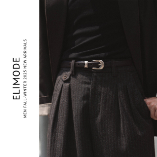 ELI 意大利进口头层小牛皮cleanfit松弛感真皮腰带 榛子摩卡