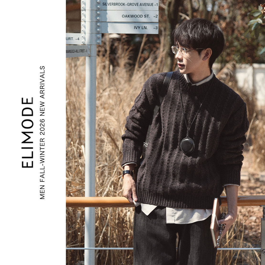 ELI【松林木屋】90s中古慵懒风羊毛混纺粗针绞花复古套头毛衣秋冬