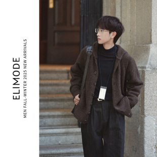 针织衫 羊毛混纺复古美拉德学院风连帽开衫 毛衣外套 罗弗敦 ELI