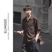 束河 天丝木棉混纺夏季 亲肤凉感老钱风男短袖 ELI 衬衫 免烫衬衣