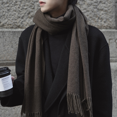 韩系纯色百搭针织毛线围巾围