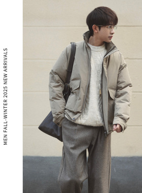 ELI【冬日信筏 】 90白鸭绒短款羽绒外套立领挺阔羽绒夹克秋冬季