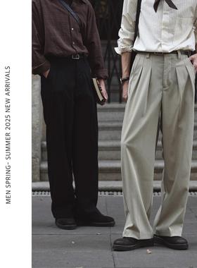 ELI【川柏】天丝羊毛混纺秋季免烫垂感宽松直筒长裤休闲西裤