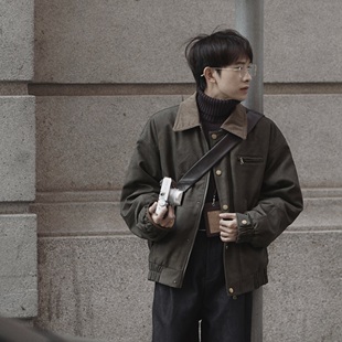 飞行员夹克皮衣外套 复古灯芯绒拼料夹棉厚款 ELI 休斯顿pilots