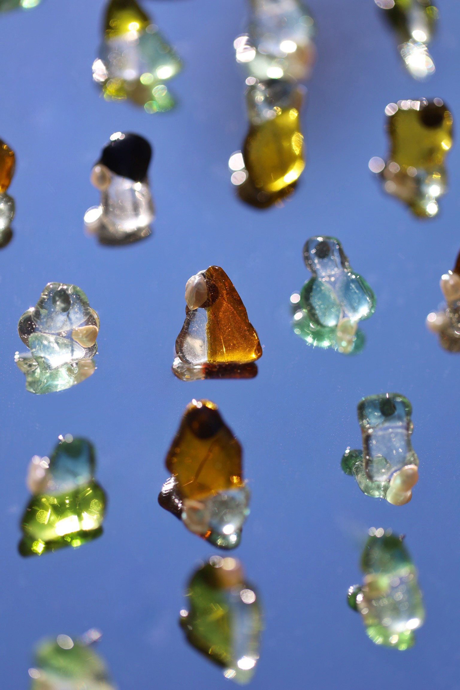 南月海玻璃耳环 小精灵 清新治愈系透明空灵感不规则原创耳夹耳钉